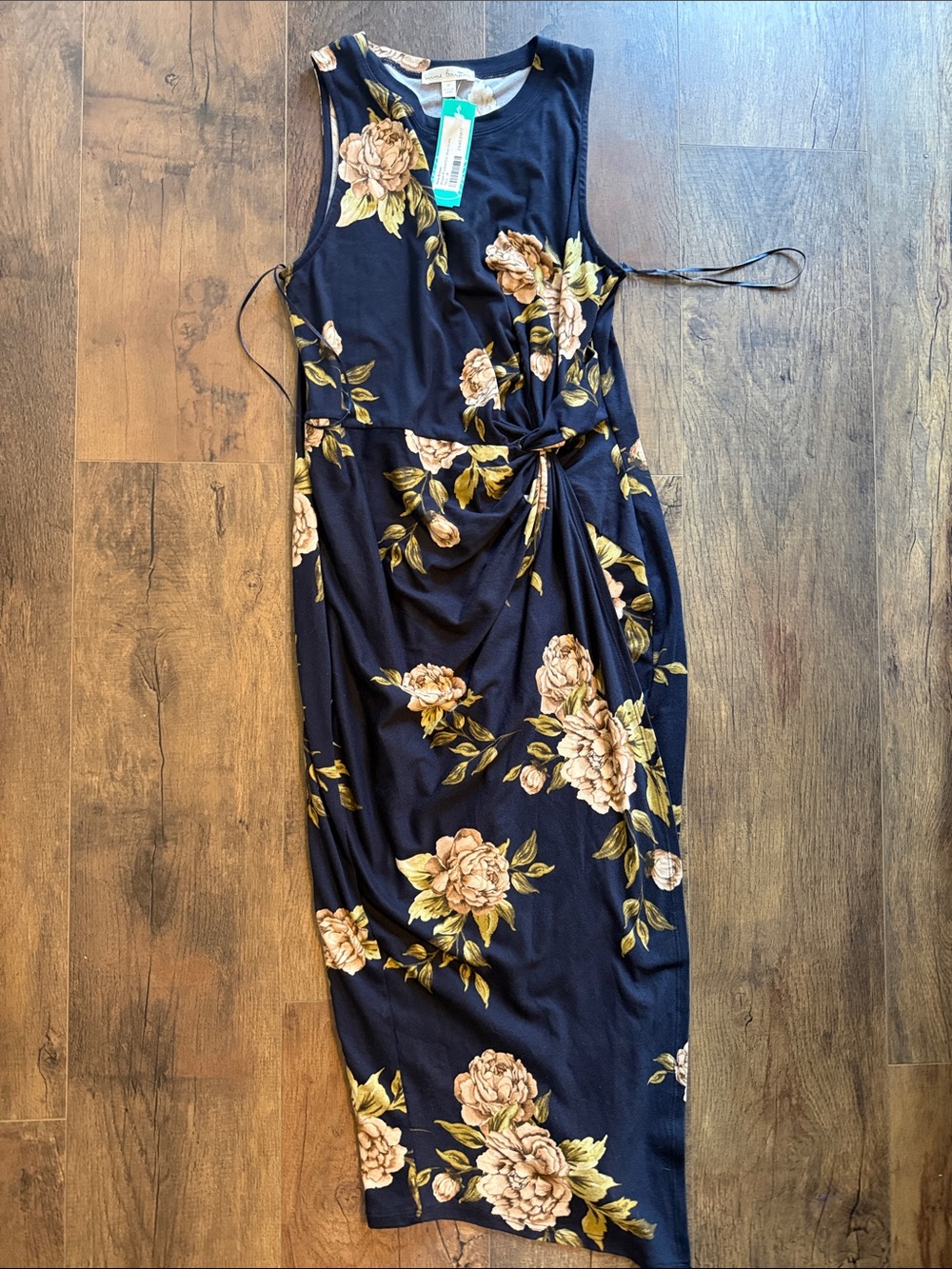 nine britton Navy Floral Twist-Detail Maxi Dress